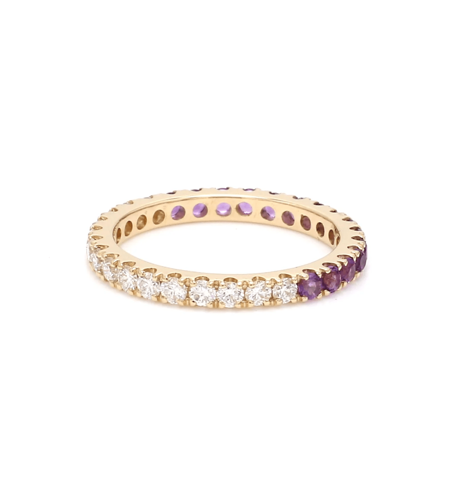 Rings 14K & 18K Ombre Amethyst & Diamond Eternity Ring