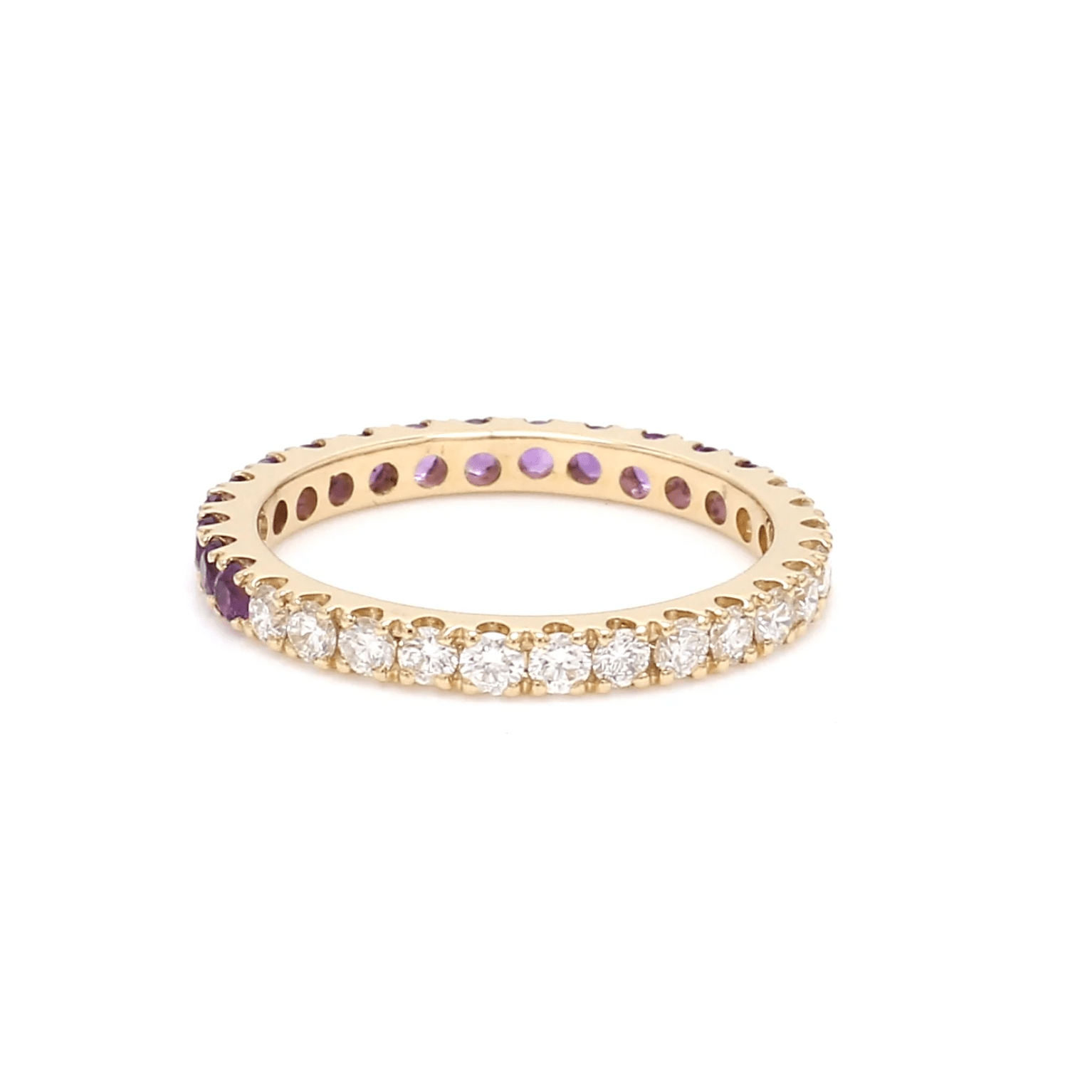 Rings 14K & 18K Ombre Amethyst & Diamond Eternity Ring