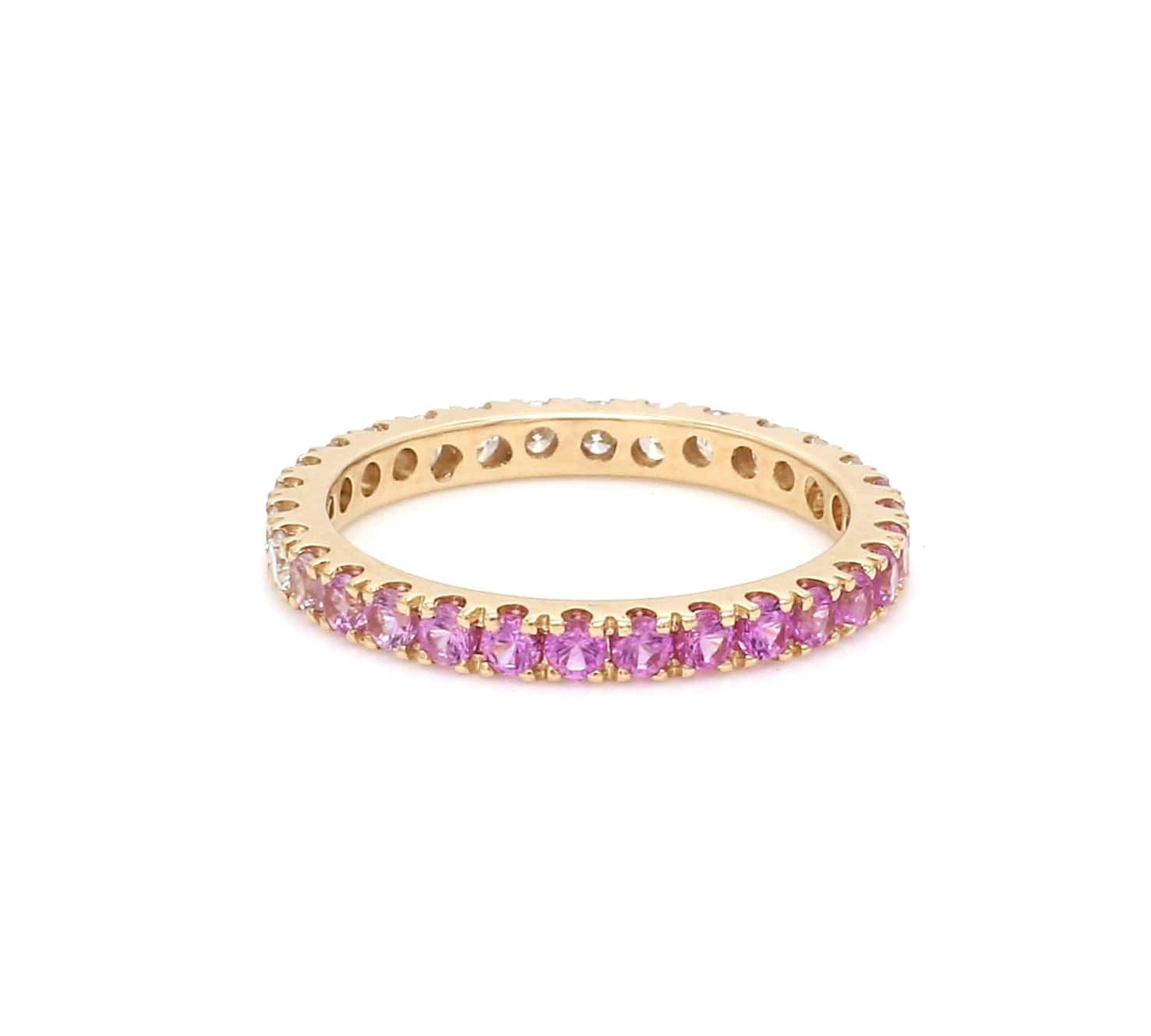 Rings 14K & 18K Ombre Pink Sapphire & Diamond Eternity Ring