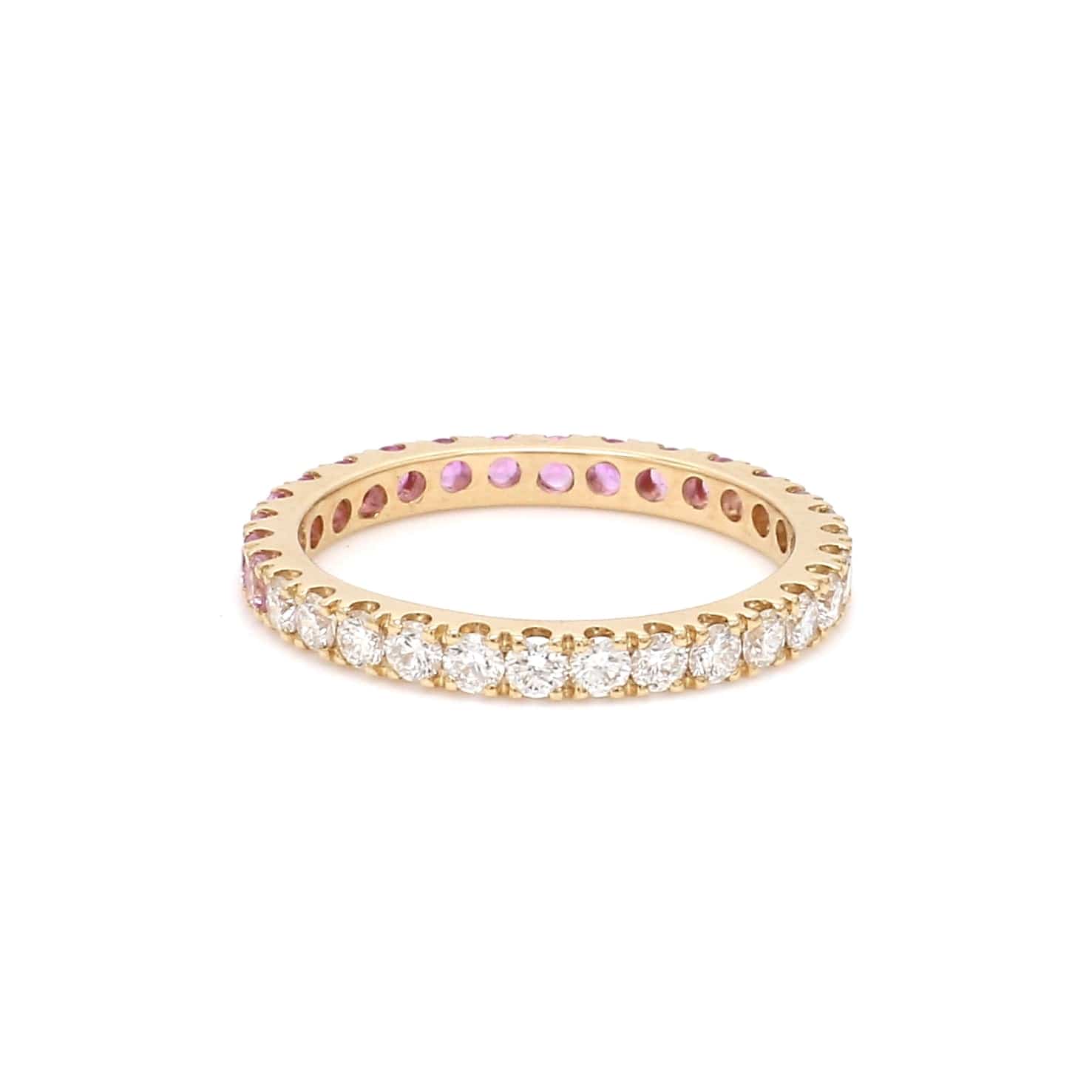 Rings 14K & 18K Ombre Pink Sapphire & Diamond Eternity Ring