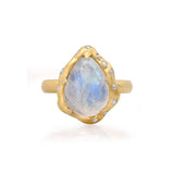 Rings 14K & 18K Pear Moonstone and Diamond Ring