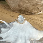 Rings 14K & 18K Pear Moonstone and Diamond Ring