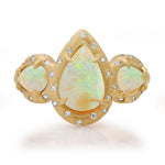 Rings 14K & 18K Three Opal and Diamond Ring