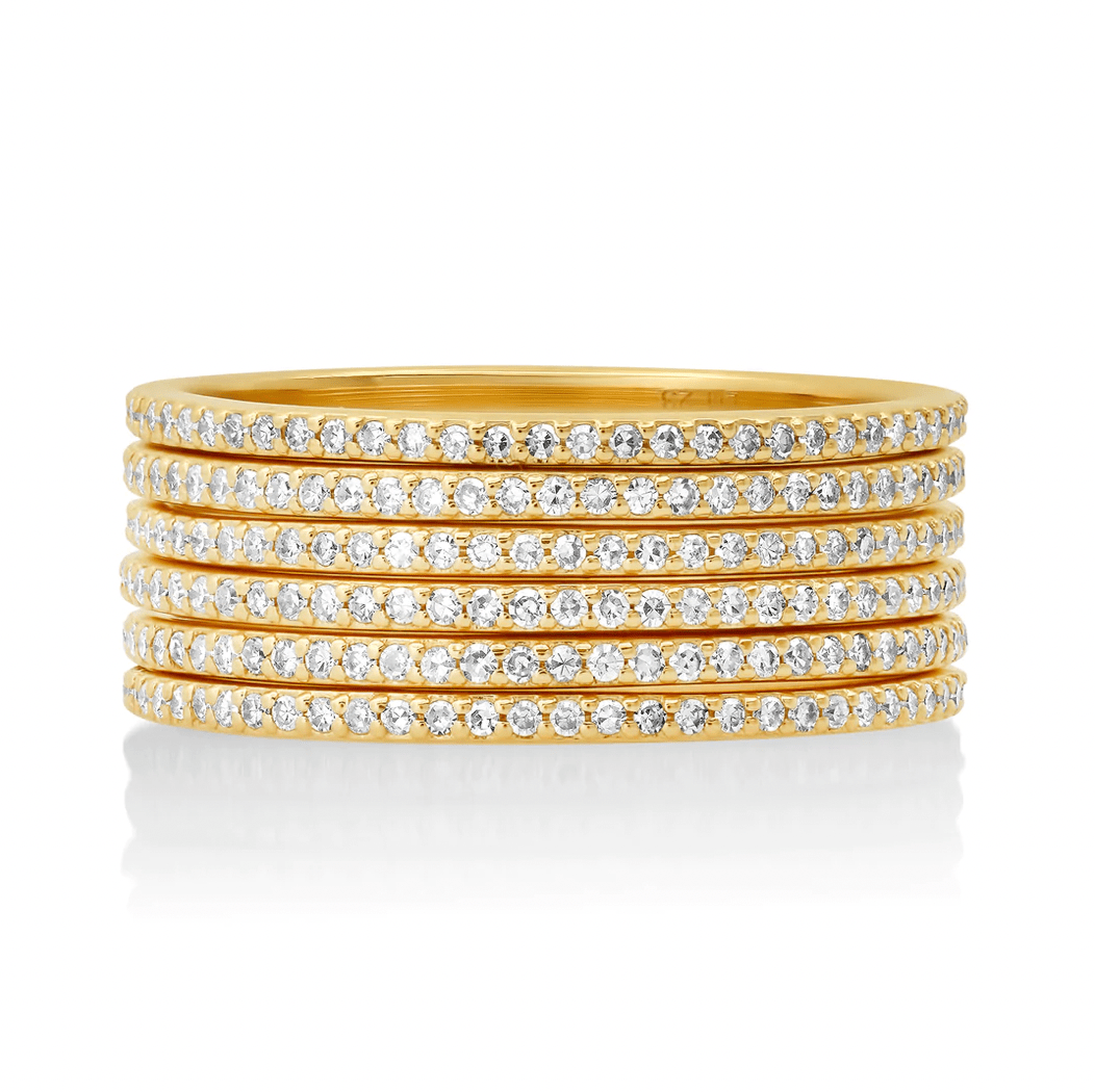 Rings 14K Gold and Diamond Eternity Stacking Rings