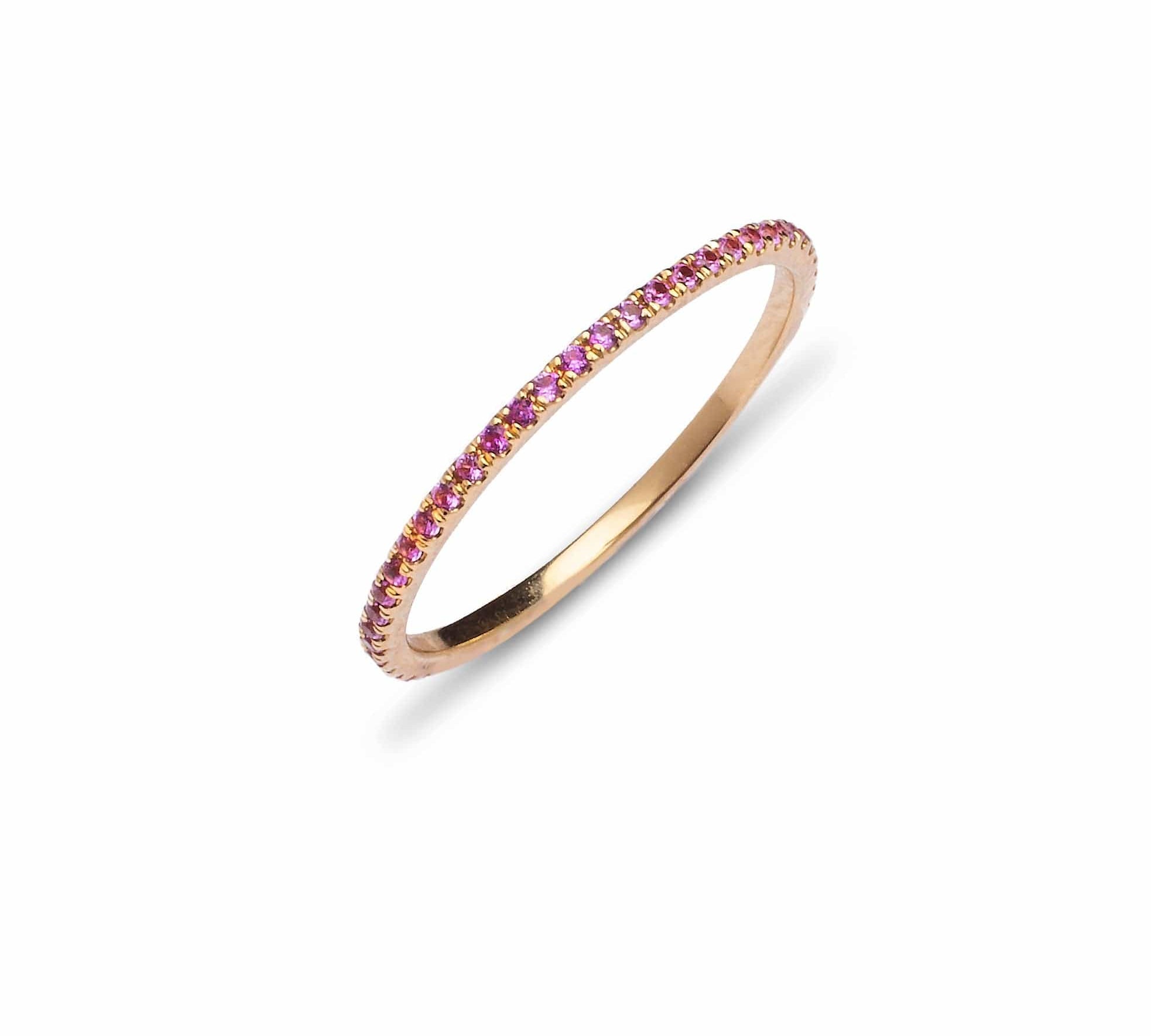 Rings 14K Gold and Pink Sapphire Eternity Stacking Rings