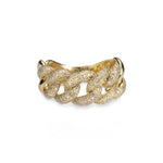 Rings 14K Gold Large Micro-Pave Cuban Link Chain Diamond Ring