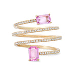 Rings 14K Gold Pink Sapphire and Diamond Wrap Around RIng