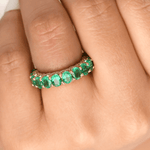 Rings 14K or 18K Gold Emerald and Pave Diamond Eternity Band