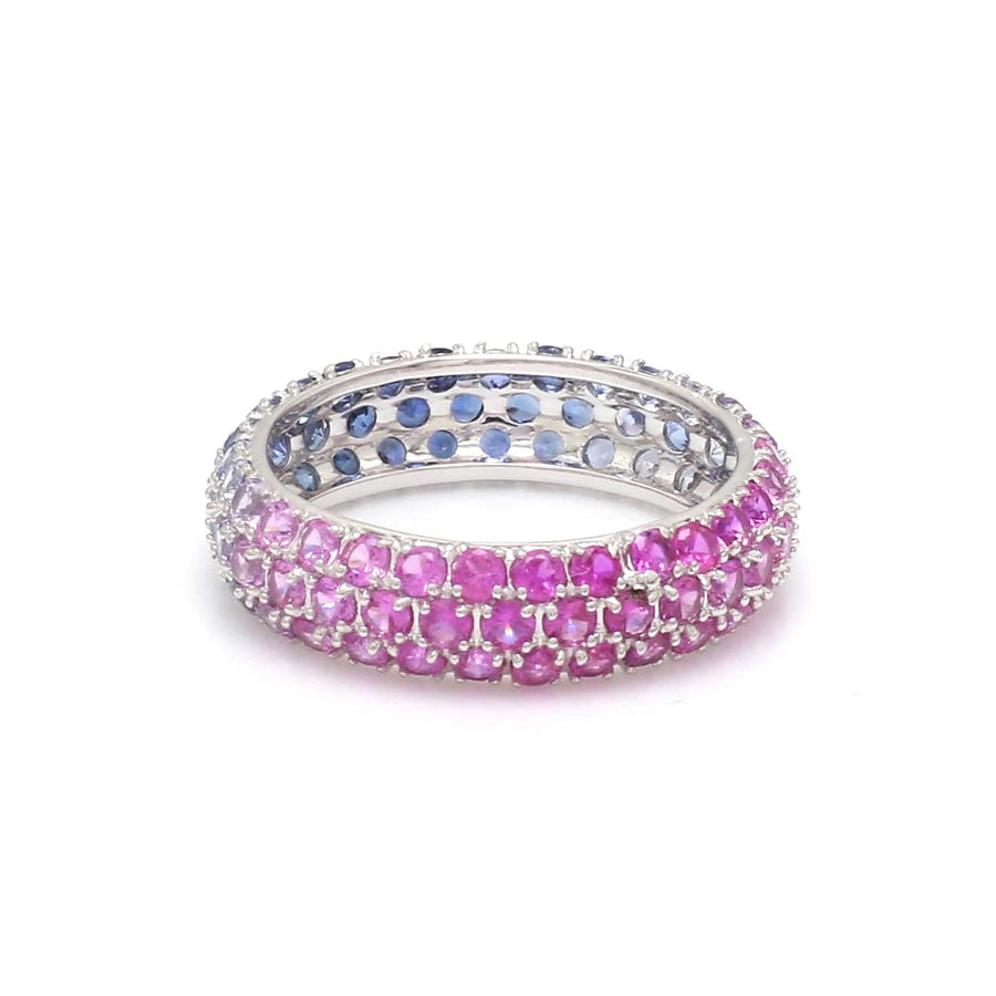 Rings 14K or 18K Gold Pave Blue Pink Ombre Eternity Band