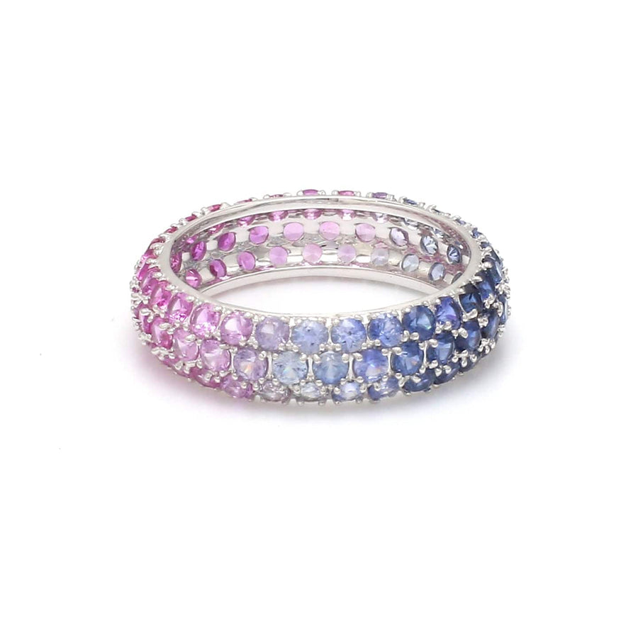 Rings 14K or 18K Gold Pave Blue Pink Ombre Eternity Band