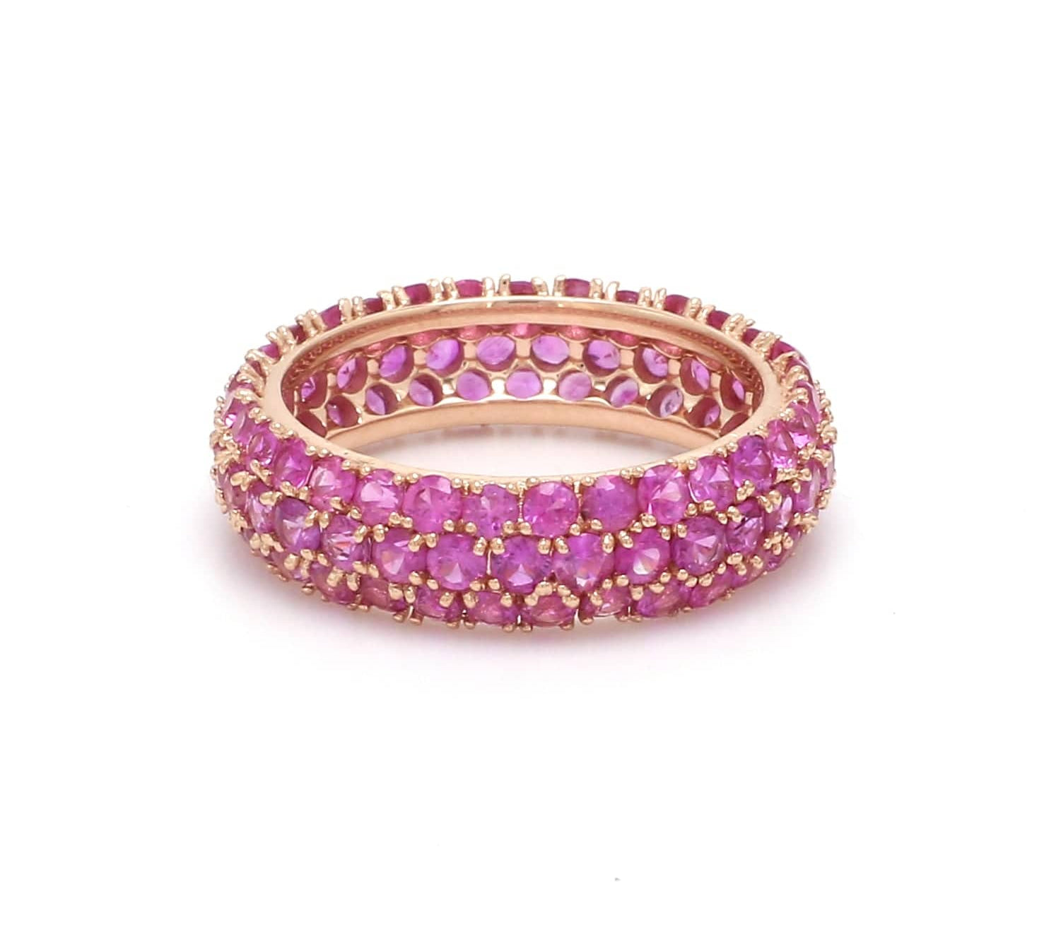 Rings 14K or 18K Gold Pave Pink Sapphire Eternity Band