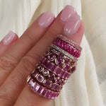 Rings 14K or 18K Gold Pave Pink Sapphire Eternity Band