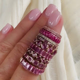 Rings 14K or 18K Gold Pave Pink Sapphire Eternity Band