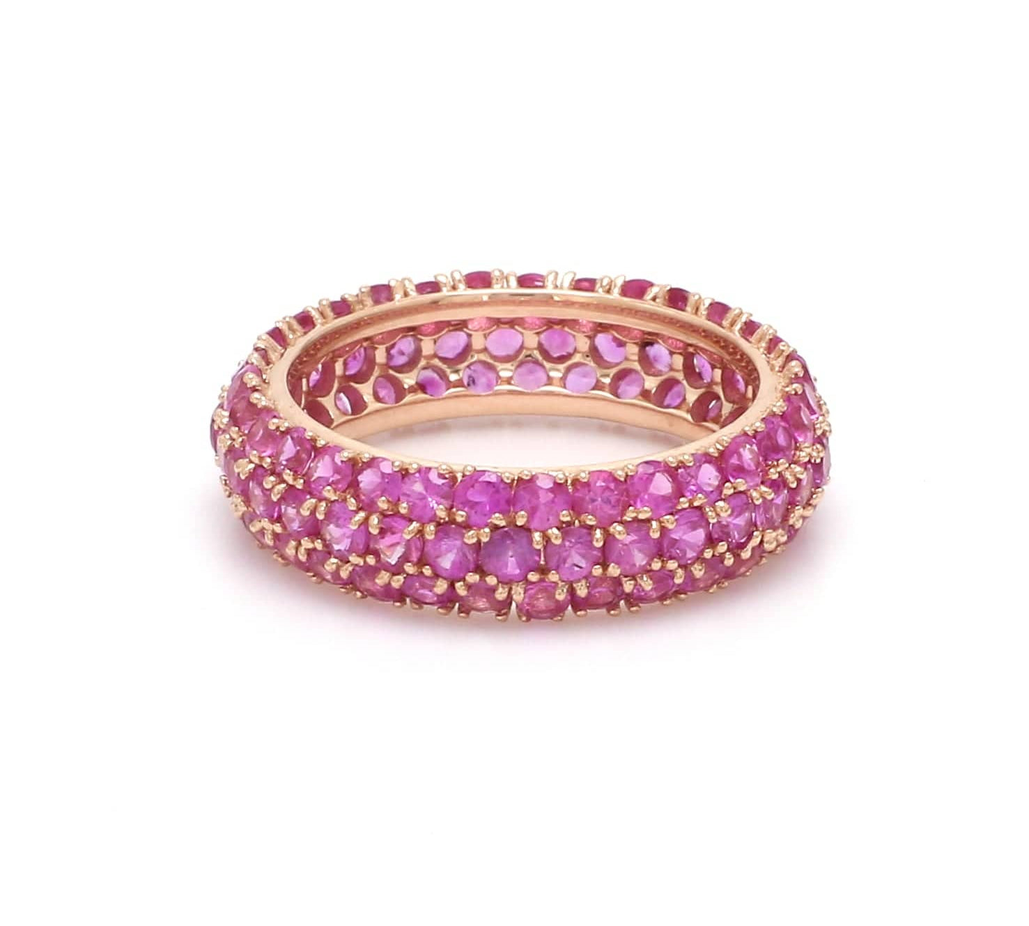 Rings 14K or 18K Gold Pave Pink Sapphire Eternity Band