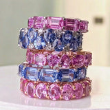 Rings 14K or 18K Gold Pink Sapphire Multi-shape Eternity Band