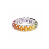 Rings 14K or 18K Gold Rainbow Sapphire and Pave Diamond Eternity Band