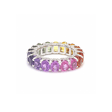 Rings 14K or 18K Gold Rainbow Sapphire and Pave Diamond Eternity Band