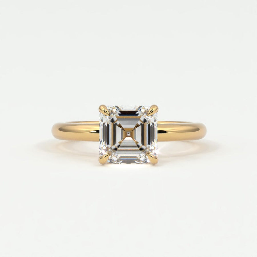 Rings 14K Rose Gold / 7 Asscher Cut Diamond Solitaire Band