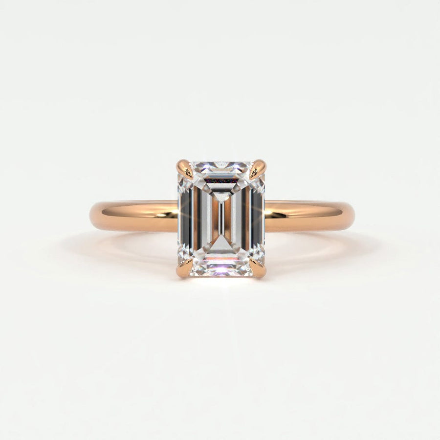 Rings 14K Rose Gold / 7 Emerald Cut Diamond Solitaire Band