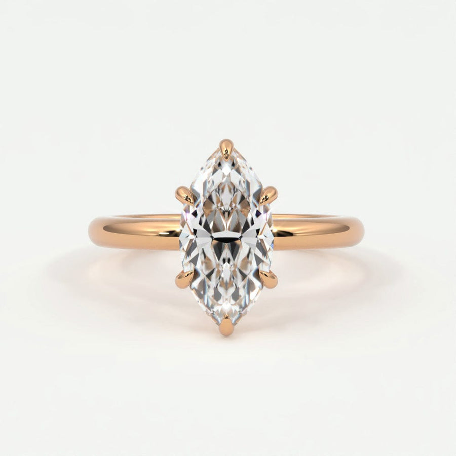 Rings 14K Rose Gold / 7 Marquise Diamond Solitaire Band