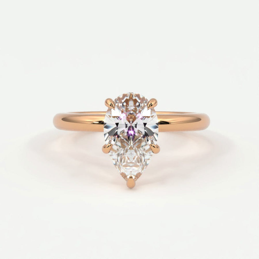 Rings 14K Rose Gold / 7 Pear Shape Diamond Solitaire Band