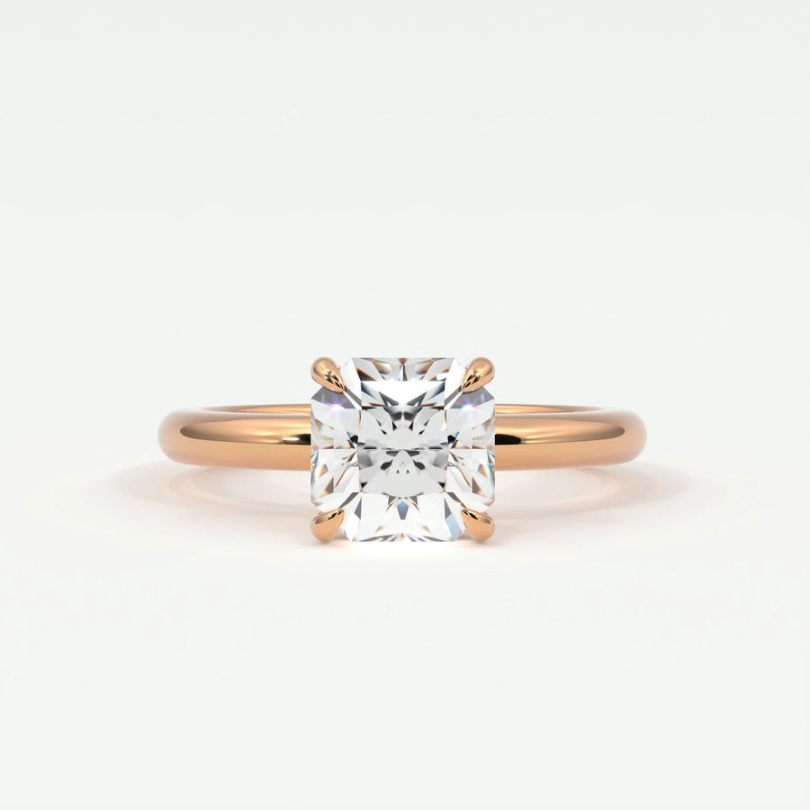 Rings 14K Rose Gold / 7 Square Radiant Cut Diamond Solitaire Band