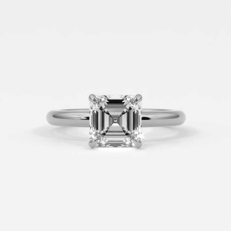 Rings 14K White Gold / 7 Asscher Cut Diamond Solitaire Band