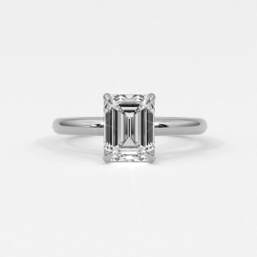 Rings 14K White Gold / 7 Emerald Cut Diamond Solitaire Band