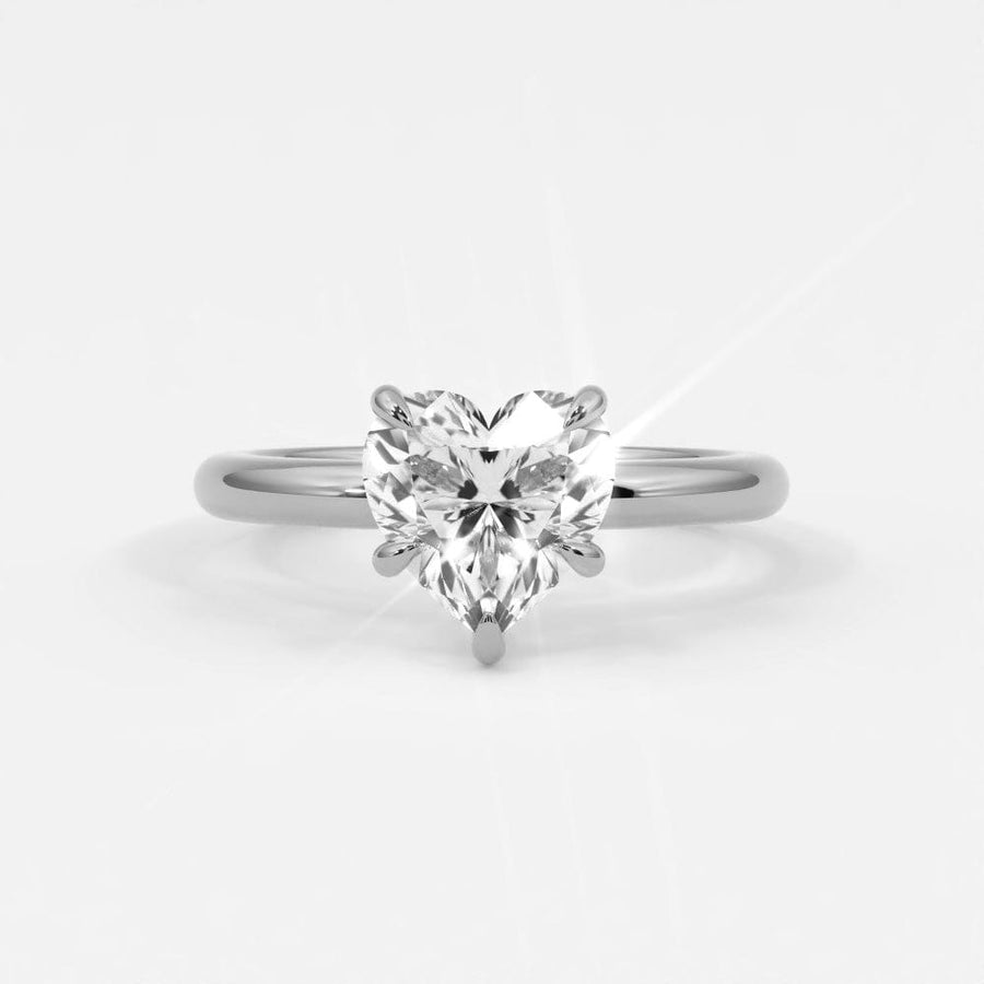 Rings 14K White Gold / 7 Heart Shape Diamond Solitaire Band