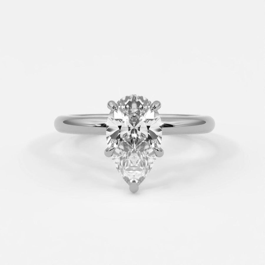 Rings 14K White Gold / 7 Pear Shape Diamond Solitaire Band