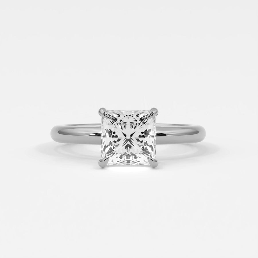 Rings 14K White Gold / 7 Princess Cut Diamond Solitaire Band