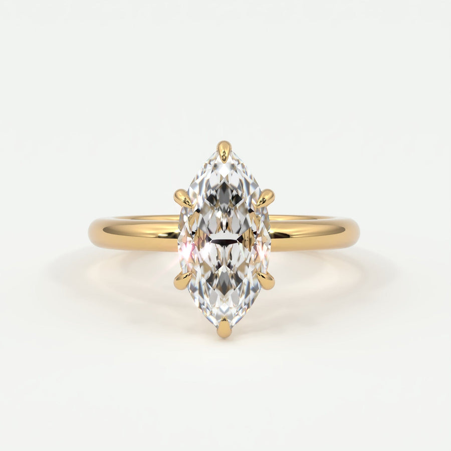 Rings 14K Yellow Gold / 10.5 Marquise Cut Hidden Halo Gold Band