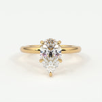 Rings 14K Yellow Gold / 7.5 Pear Shape Pave Diamond Hidden Halo, Gold Band