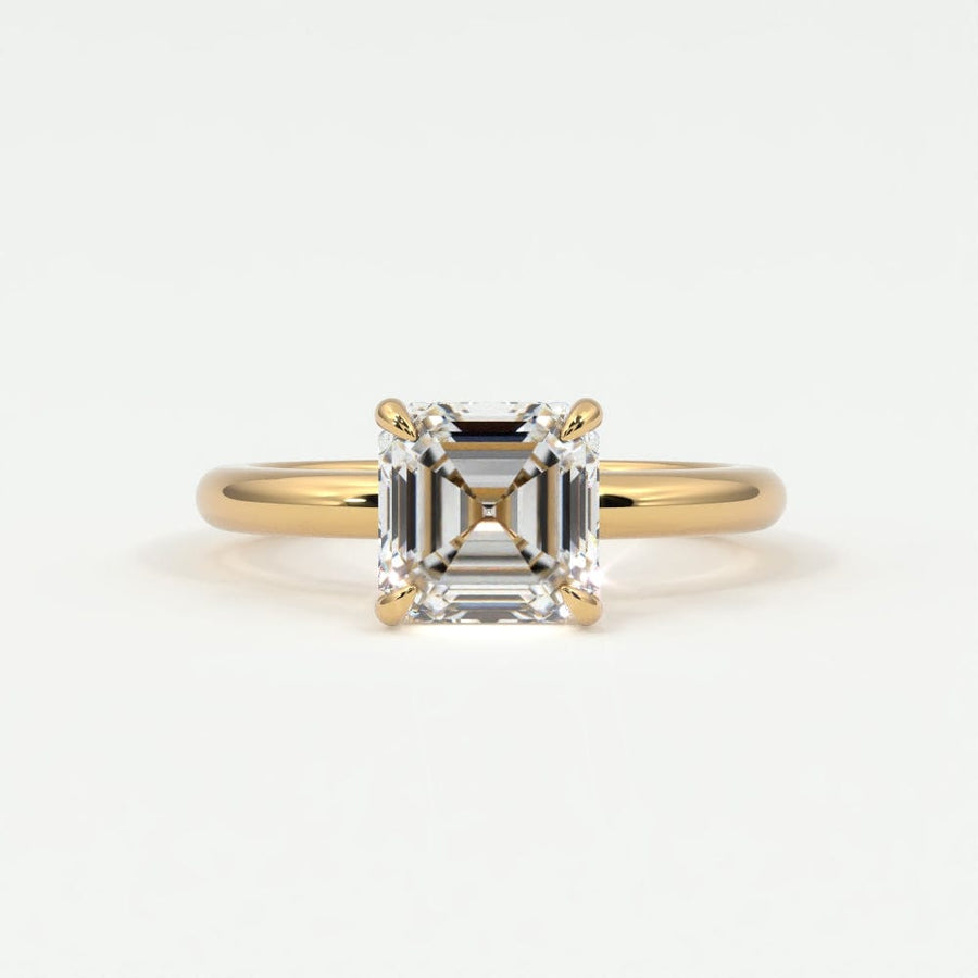 Rings 14K Yellow Gold / 7 Asscher Cut Diamond Solitaire Band