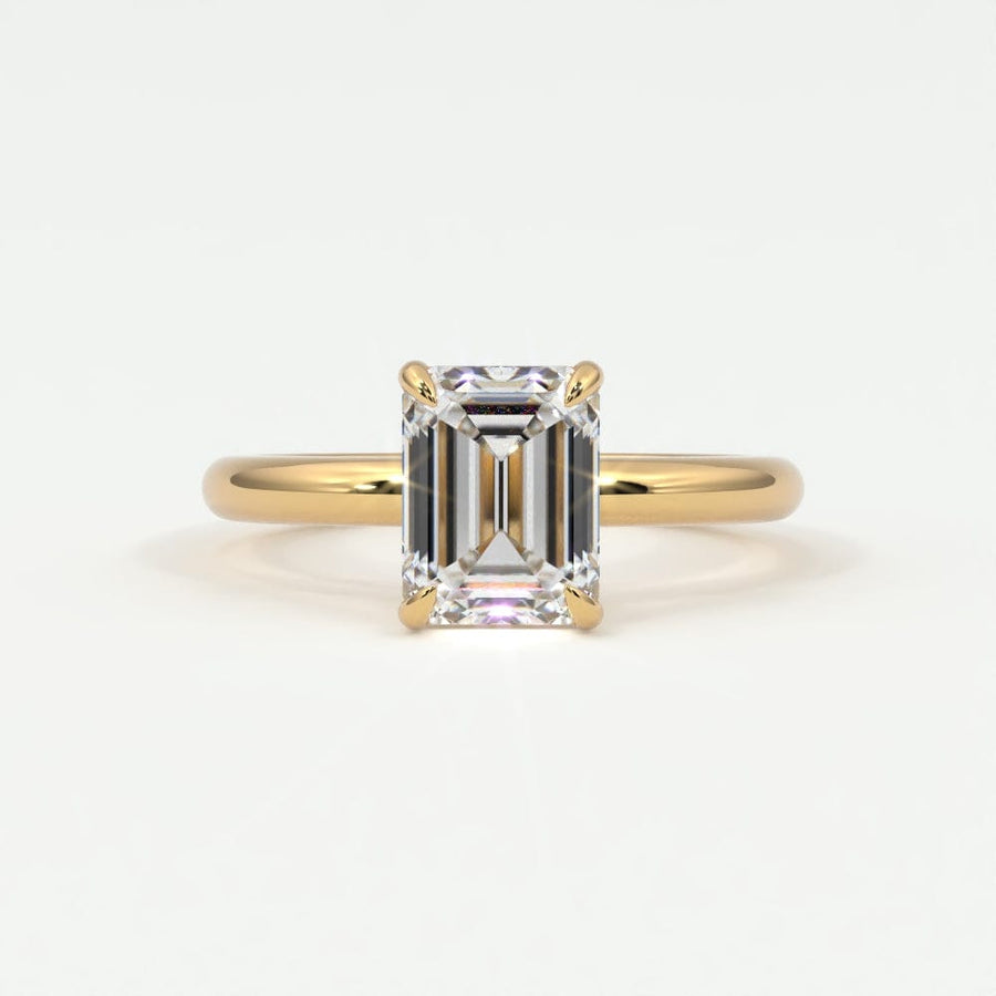 Rings 14K Yellow Gold / 7 Emerald Cut Diamond Solitaire Band