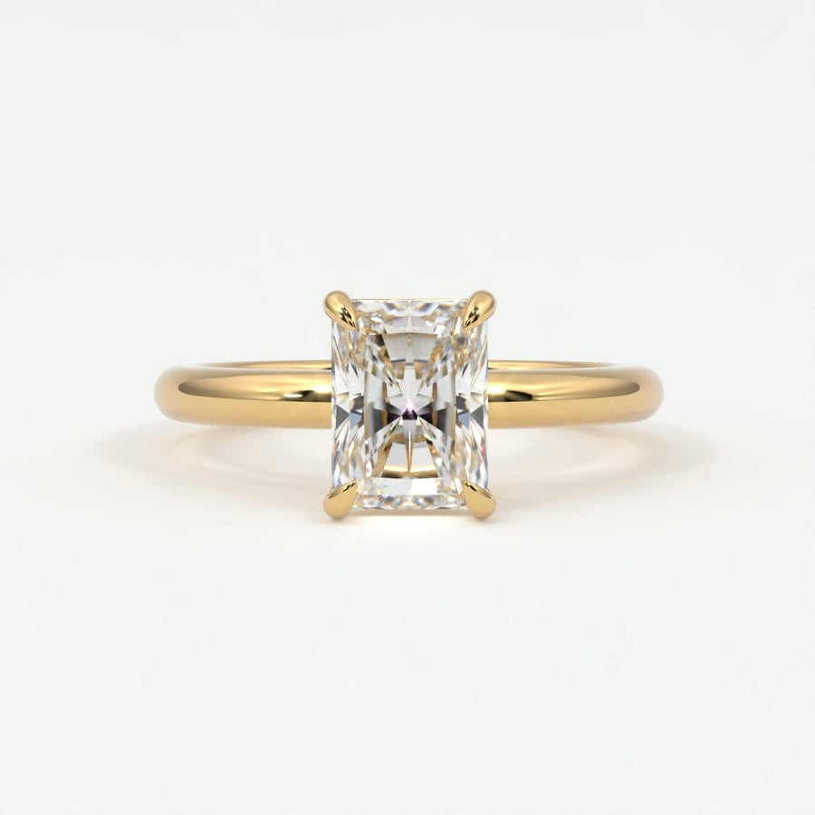 Rings 14K Yellow Gold / 7 Radiant Cut Diamond Solitaire Band