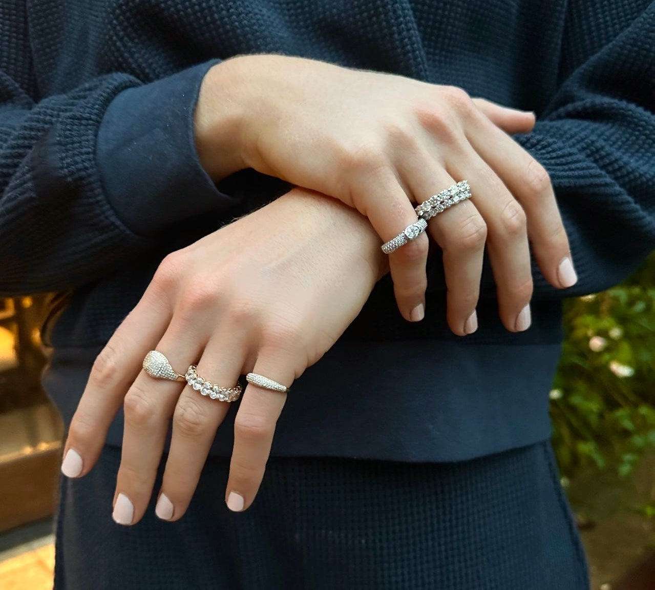 Rings 18K Gold and Oval Diamond Eternity Band, Lab Grown