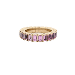 Rings 18K Gold Stretch Emerald Cut Pink Sapphire Eternity Ring