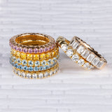 Rings 18K Gold Stretch & Stack Round Diamond Half Eternity Rings