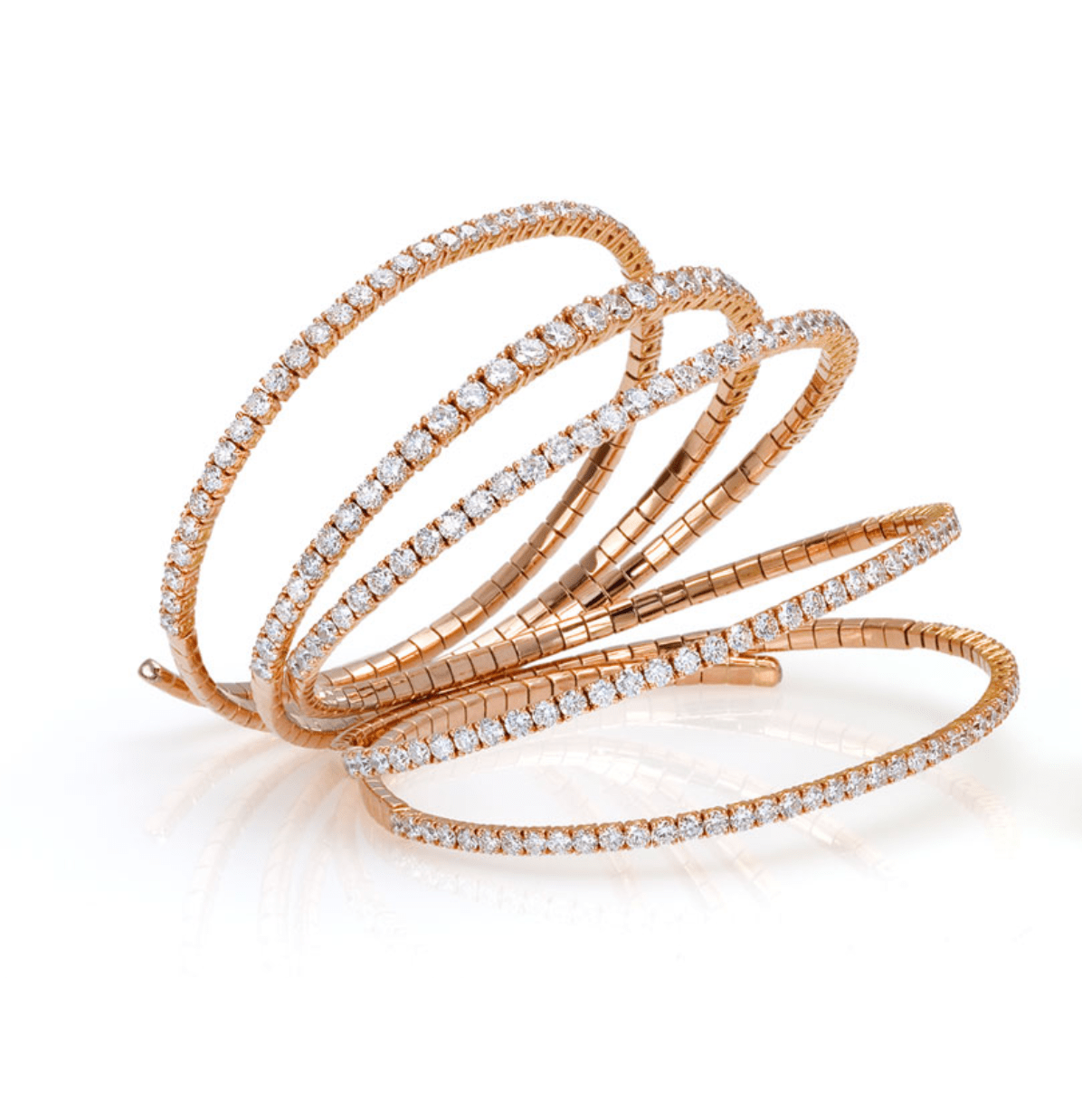 Rings 18K Stretch Gold and Diamond Wrap Around Bracelet