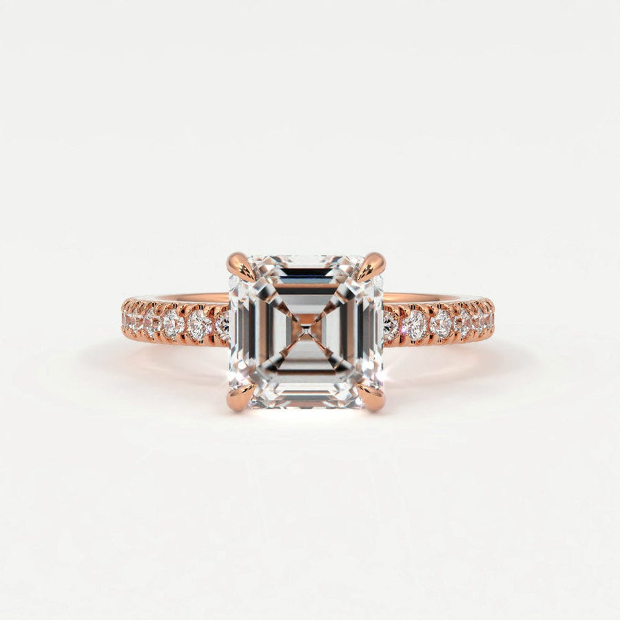 Rings 4 / Rose gold / Simple Solitaire Asscher Cut Diamond Engagement Rings