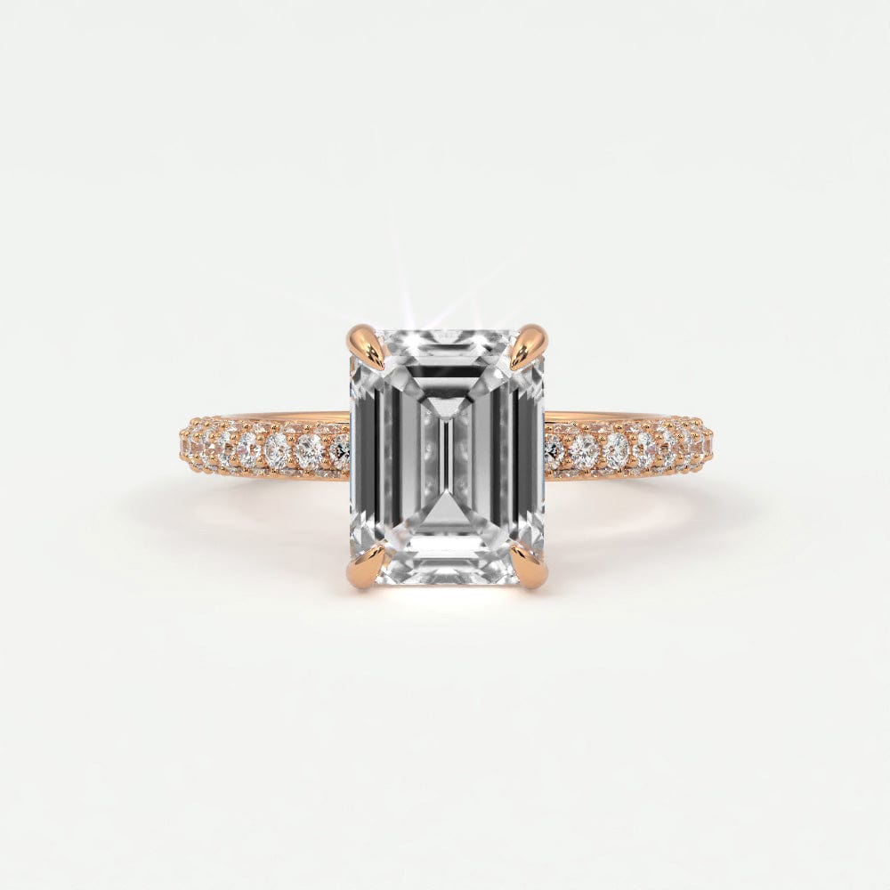 Rings 4 / Rose gold / Simple Solitaire Emerald Cut Diamond Engagement Rings, Lab Grown