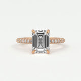 Rings 4 / Rose gold / Simple Solitaire Emerald Cut Diamond Engagement Rings, Lab Grown