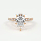 Rings 4 / Rose gold / Simple Solitaire Pear Diamond Engagement Rings