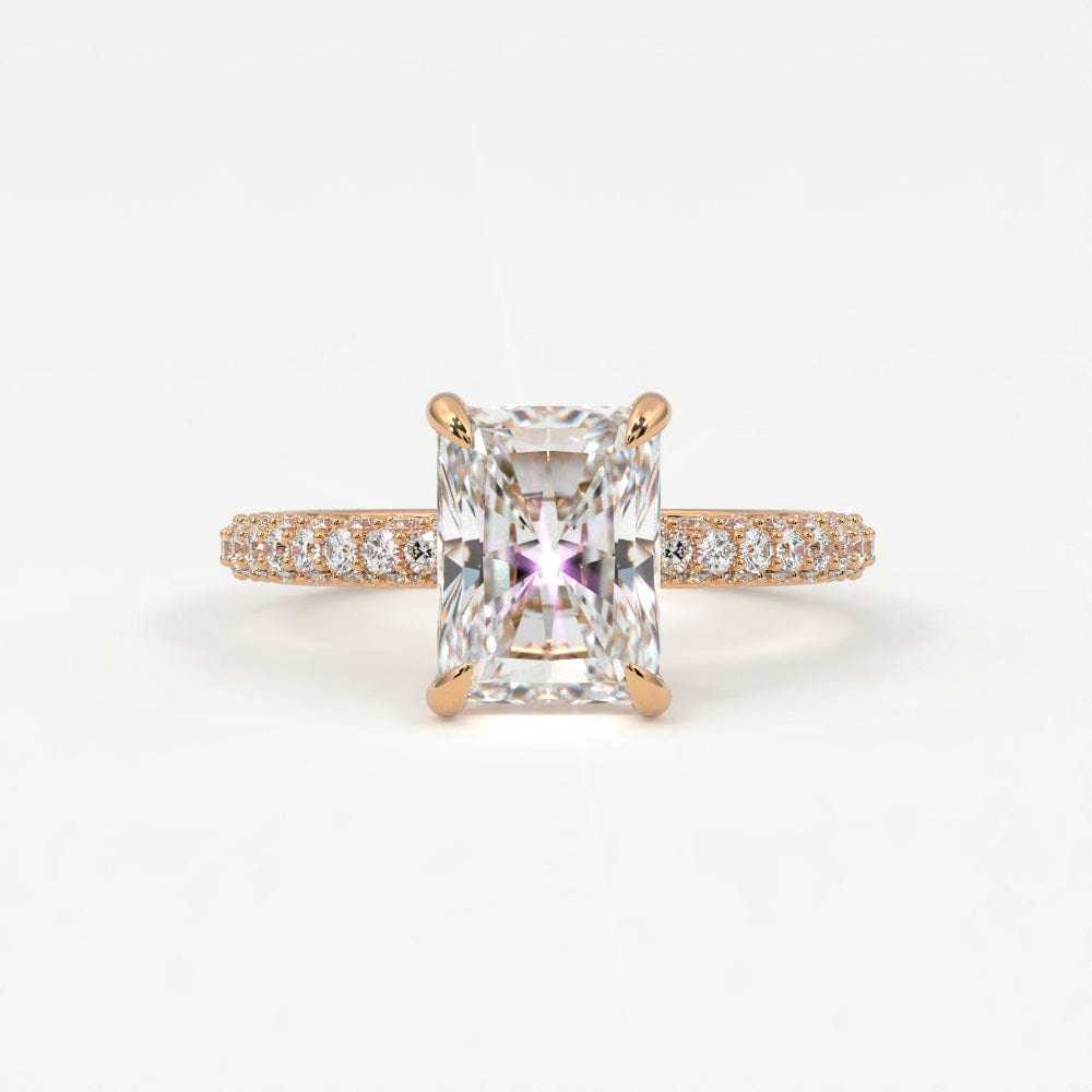 Rings 4 / Rose gold / Simple Solitaire Radiant Cut Diamond Engagement Rings, Lab Grown