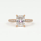 Rings 4 / Rose gold / Simple Solitaire Radiant Cut Diamond Engagement Rings, Lab Grown