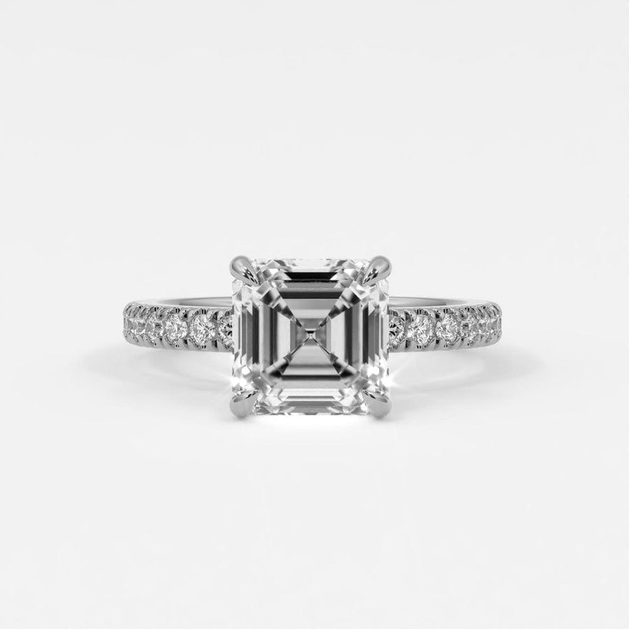 Rings 4 / White Gold / Simple Solitaire Asscher Cut Diamond Engagement Rings