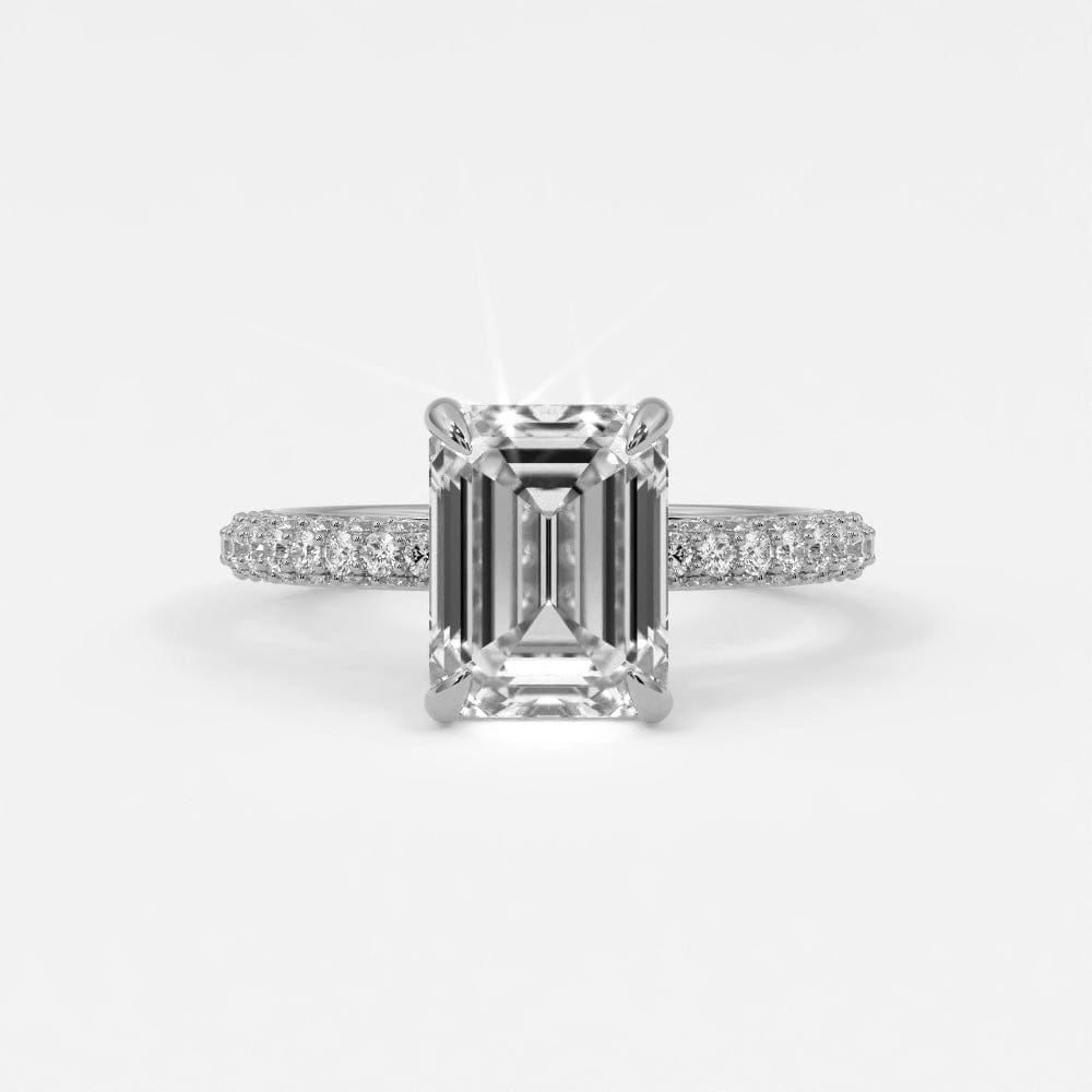 Rings 4 / White Gold / Simple Solitaire Emerald Cut Diamond Engagement Rings, Lab Grown