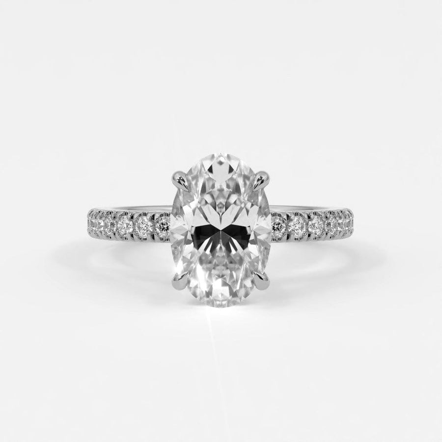 Rings 4 / White Gold / Simple Solitaire Oval Diamond Engagement Rings, Lab Grown