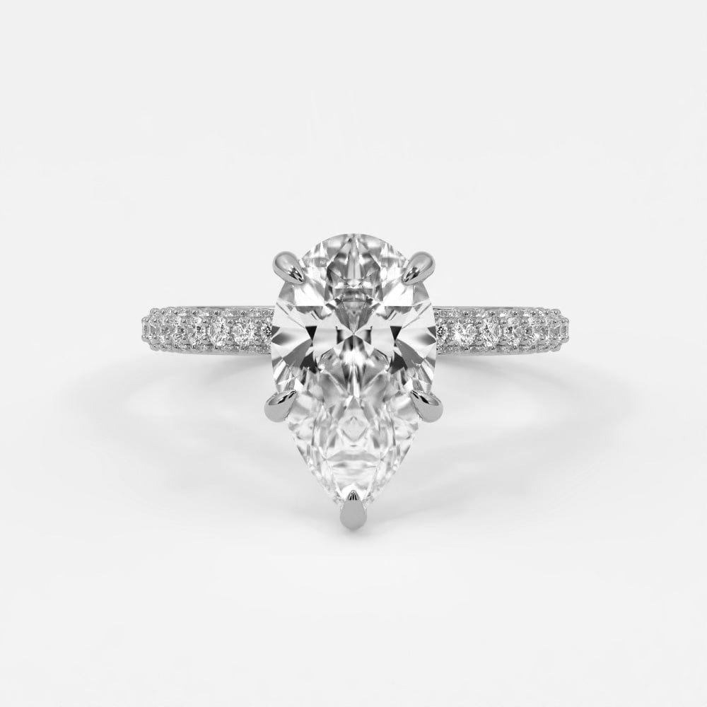 Rings 4 / White Gold / Simple Solitaire Pear Diamond Engagement Rings